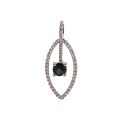 18K White Gold Alexandrite and Diamond Oval Pendant