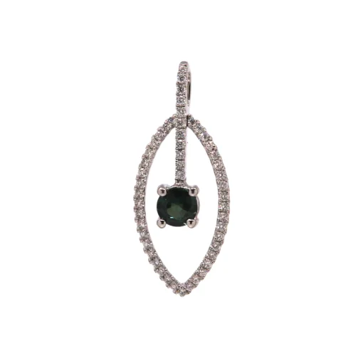 18K White Gold Alexandrite and Diamond Oval Pendant
