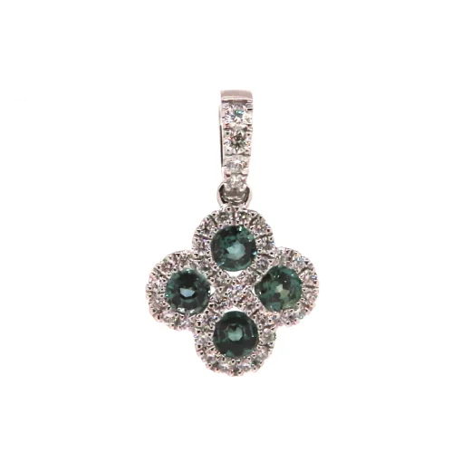 14K White Gold Alexandrite and Diamond Pendant