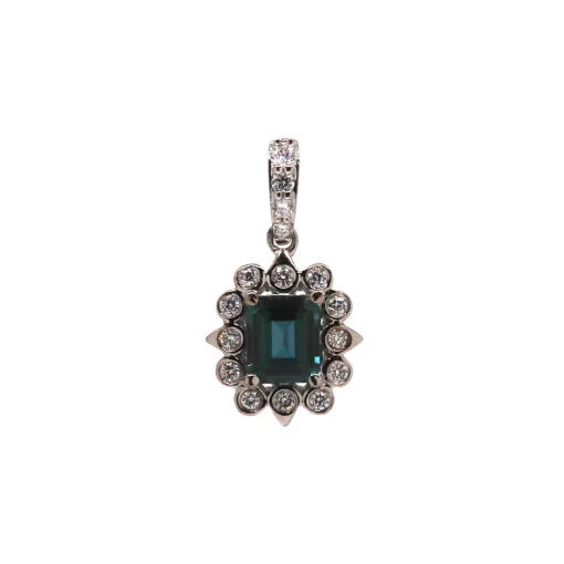 18K White Gold Alexandrite and Diamond Pendant