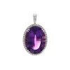 14K White Gold Amethyst and Diamond Pendant