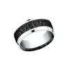 14K White Gold and Black Titanium Hammered Wedding Band