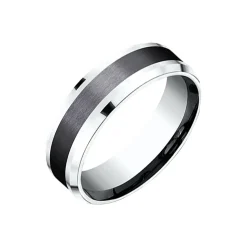 14K White Gold and Titanium Wedding Band