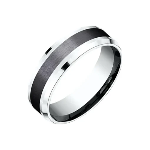 14K White Gold and Titanium Wedding Band