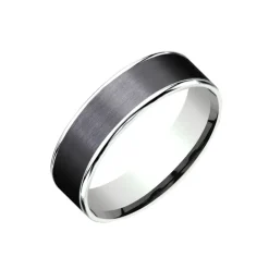 14K White Gold and Titanium Wedding Band