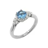 14K White Gold Aquamarine and Diamond Ring