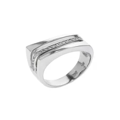 14K White Gold Asymetrical Diamond Band