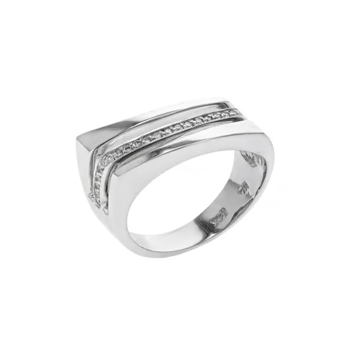 14K White Gold Asymetrical Diamond Band