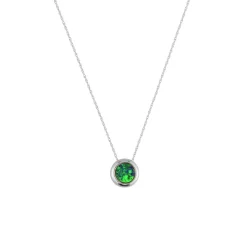 14K White Gold Australian Opal Doublet Pendant with Chain