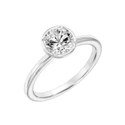14K White Gold Bezel Solitaire Engagement Ring Mounting