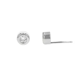 14K White Gold Bezeled Cubic Zirconia Stud Earrings