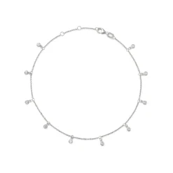 14K White Gold Bezel-Set Diamond Anklet