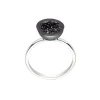 14K White Gold Black Diamond and Pearl Ring
