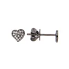 14K White Gold Black Finish Heart Diamond Earrings