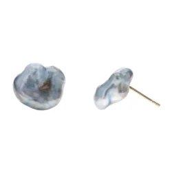 14K White Gold Black Keshi Pearl Earrings