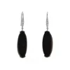 14K White Gold Black Oval Drusy and Diamond Earrings