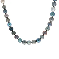 14K White Gold Black Tahitian Pearl Necklace