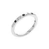 14K White Gold Blue Sapphire and Diamond Flush Band
