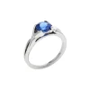14K White Gold Blue Sapphire Ring
