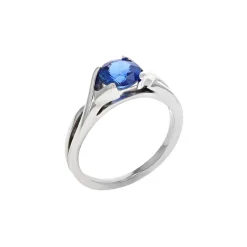 14K White Gold Blue Sapphire Ring