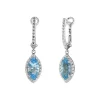 14K White Gold Blue Topaz and Diamond Dangle Earrings