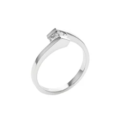 14K White Gold Bypass Triangular Princess Diamond Ring
