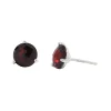 14K White Gold Checkerboard Garnet Stud Earrings