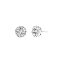 14K White Gold Cluster Diamond Stud Earrings