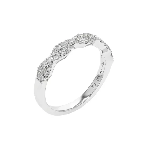 14K White Gold Criss Cross Diamond Band