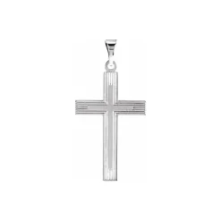 14K White Gold Cross Pendant with Design