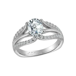 14K White Gold Curved Split Top Engagement Ring Semi-Mounting