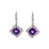 14K White Gold Cushion Amethyst and Diamond Earrings