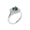 14K White Gold Cushion Montana Sapphire and Diamond Ring