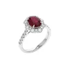 14K White Gold Cushion Ruby and Diamond Halo Ring