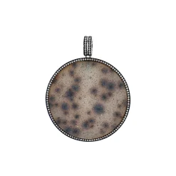 14K White Gold Dendritic Drusy and Diamond Pendant