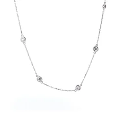 14K White Gold Diamond Bezel Station Necklace