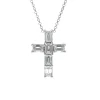 18K White Gold Diamond Cross Necklace