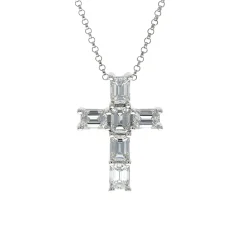 18K White Gold Diamond Cross Necklace