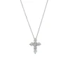 14K White Gold Diamond Cross Pendant and Chain