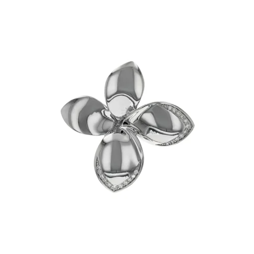 14K White Gold Diamond Flower Pendant