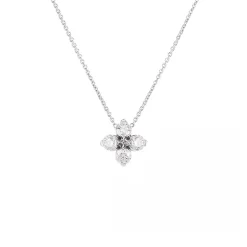 18K White Gold Diamond Flower Necklace