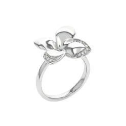 14K White Gold Diamond Flower Ring
