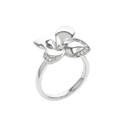 14K White Gold Diamond Flower Ring