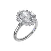 14K White Gold Diamond Halo Engagement Ring Mounting