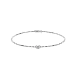 18K White Gold Diamond Heart Bangle Bracelet