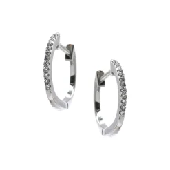 14K White Gold Diamond Hoop Earrings