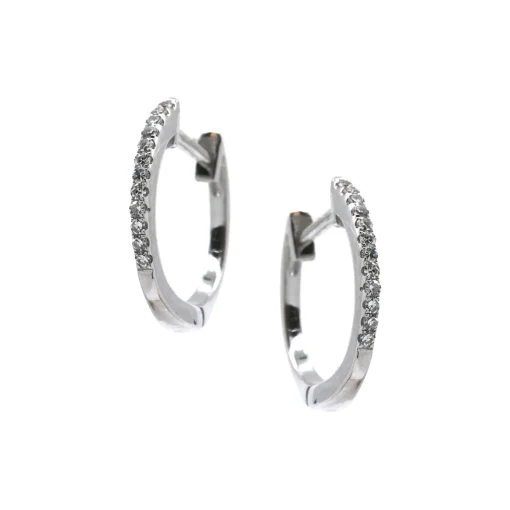 14K White Gold Diamond Hoop Earrings