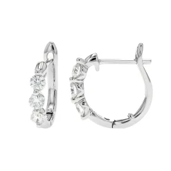 14K White Gold Diamond Hoop Earrings