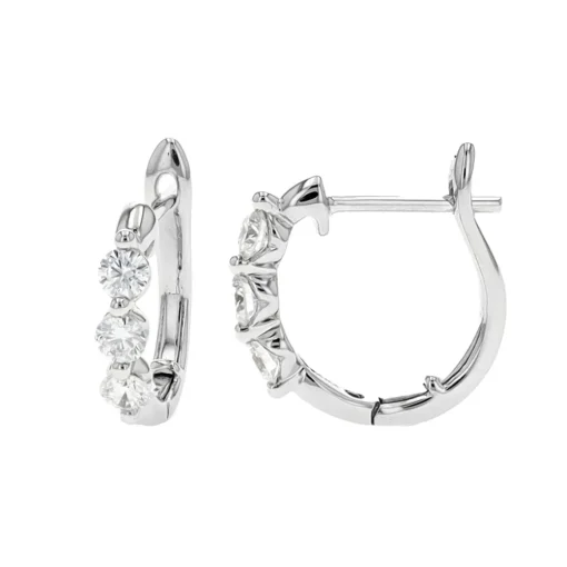 14K White Gold Diamond Hoop Earrings