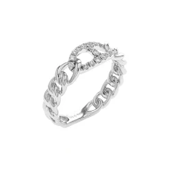 14K White Gold Diamond Link Band